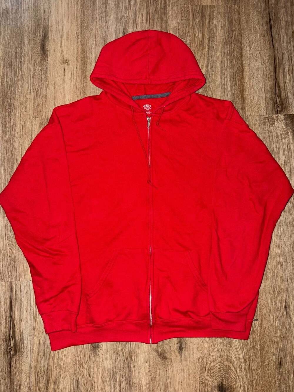 Athletic Works Men's Solid Red Full-Zip Fleece Hoodie